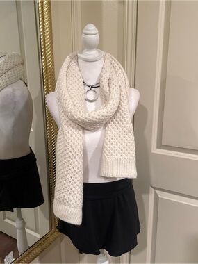 Cozy Cream Knit Scarf - Women's Winter Accessory